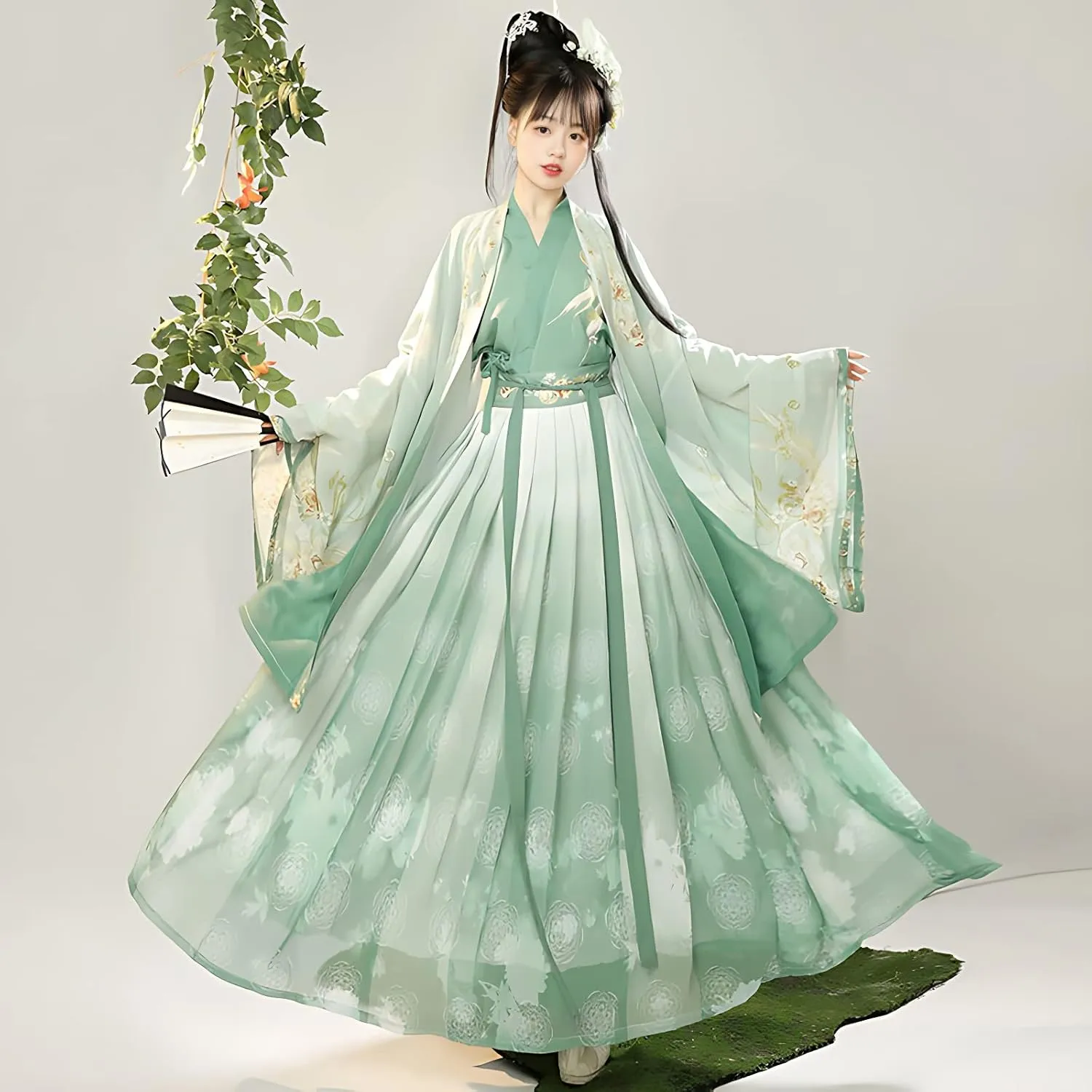 Hanfu Dress for Women - Traditional Chinese Embroidered Maxi Skirt