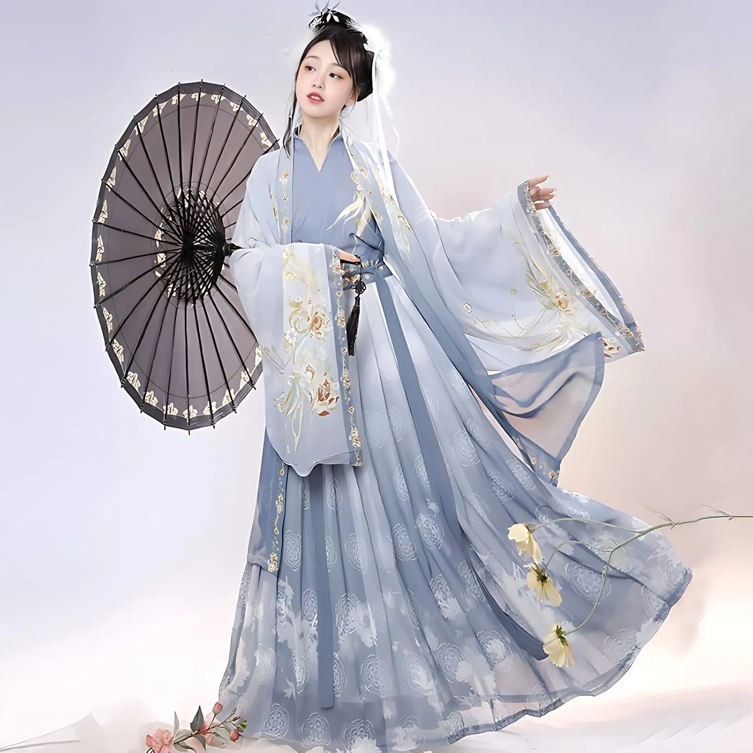 Hanfu Dress for Women - Traditional Chinese Embroidered Maxi Skirt