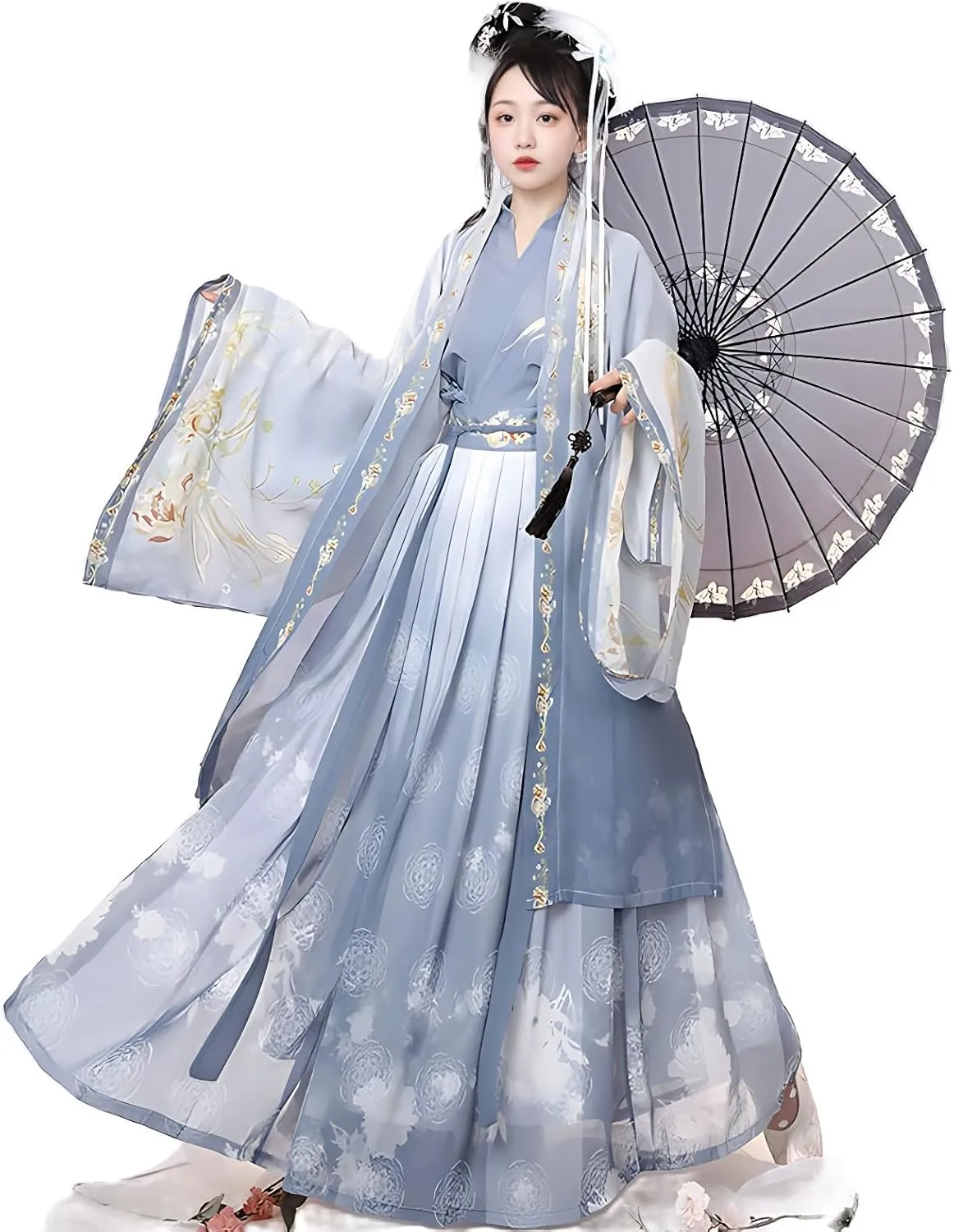 Hanfu Dress for Women - Traditional Chinese Embroidered Maxi Skirt