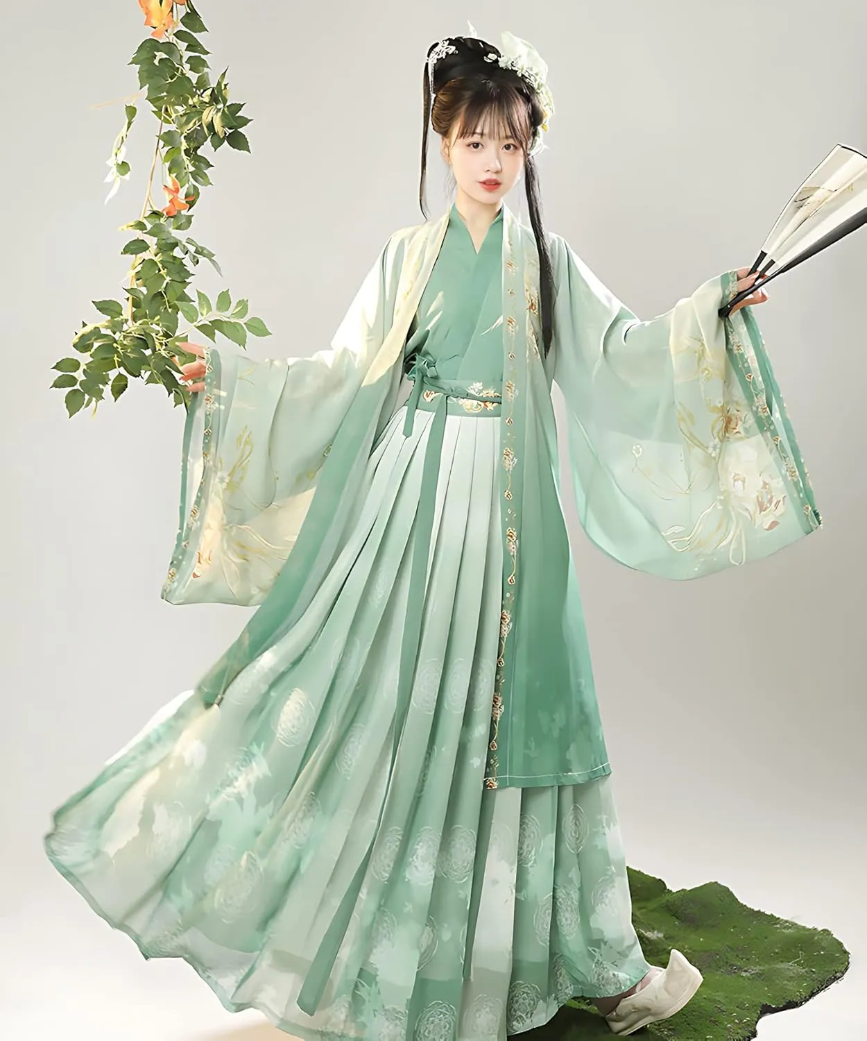 Hanfu Dress for Women - Traditional Chinese Embroidered Maxi Skirt