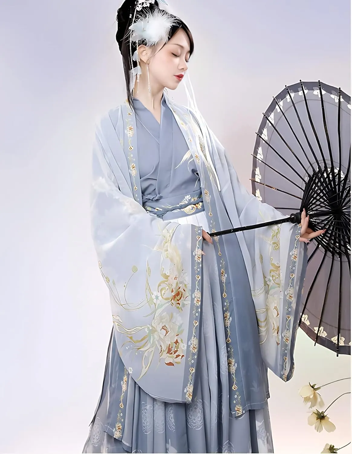 Hanfu Dress for Women - Traditional Chinese Embroidered Maxi Skirt