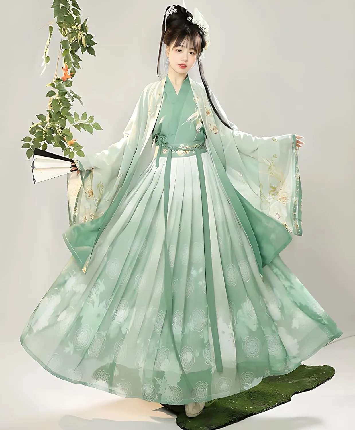 Hanfu Dress for Women - Traditional Chinese Embroidered Maxi Skirt