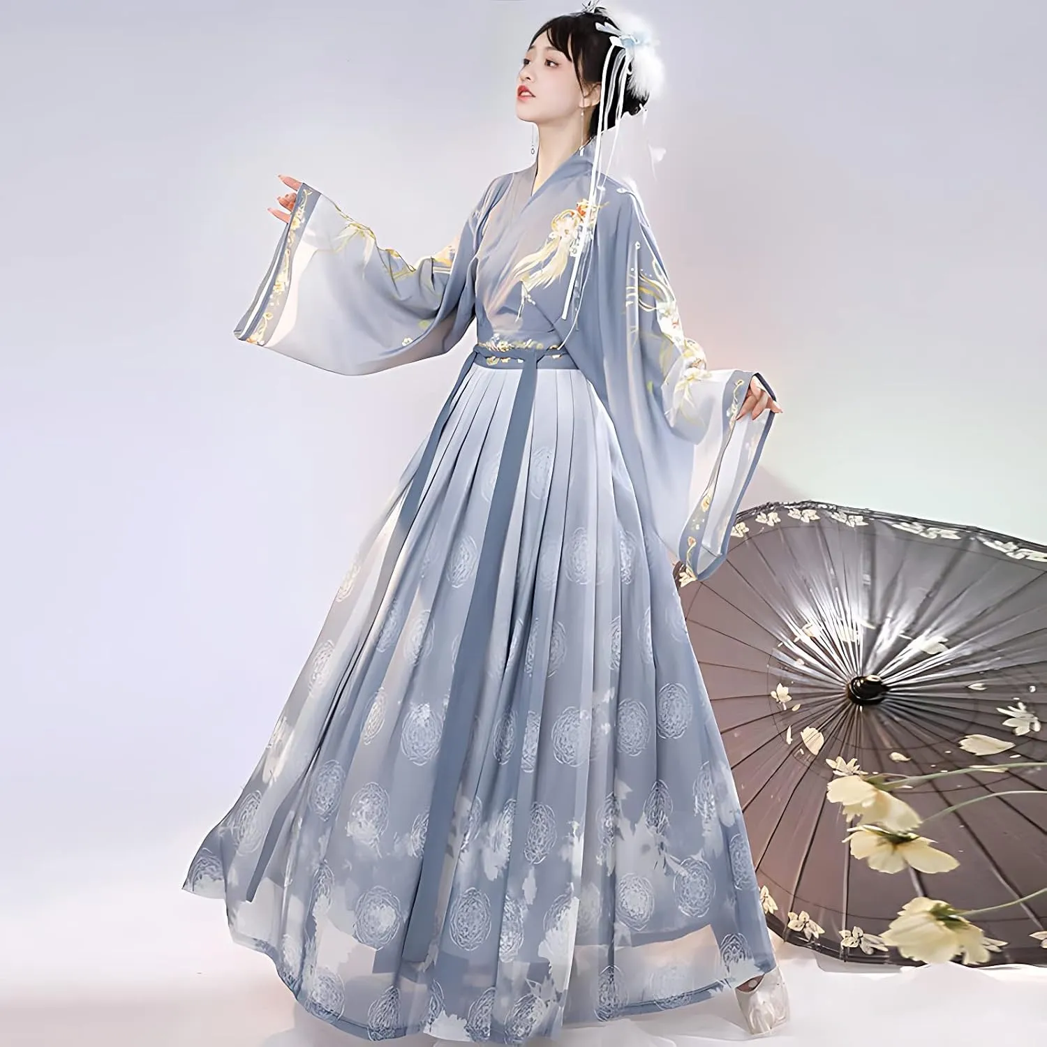Hanfu Dress for Women - Traditional Chinese Embroidered Maxi Skirt