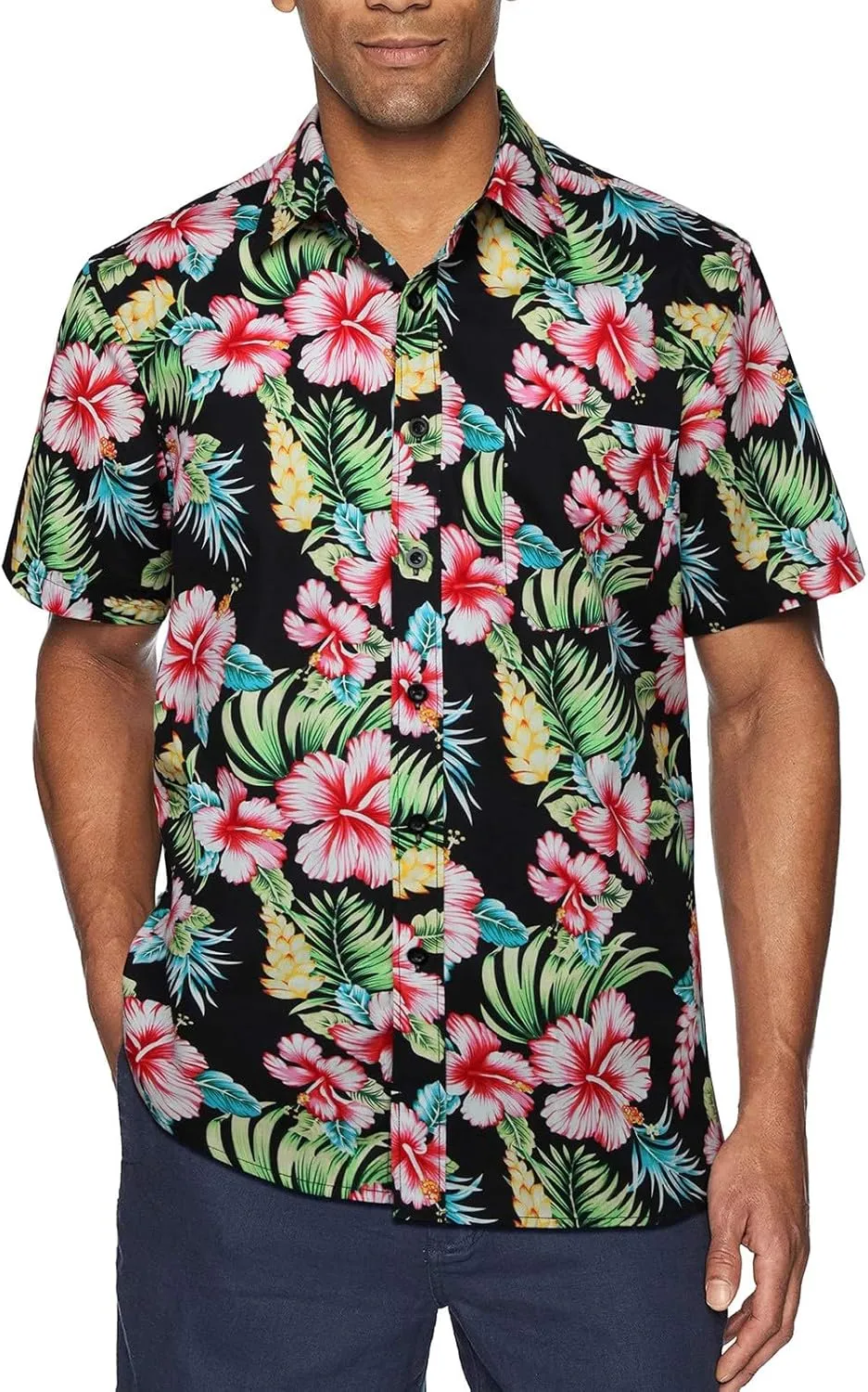 Hawaiian Shirt for Men Short Sleeve Button Down Linen Shirts Lightweight Loose Vacation Clothes Aloha