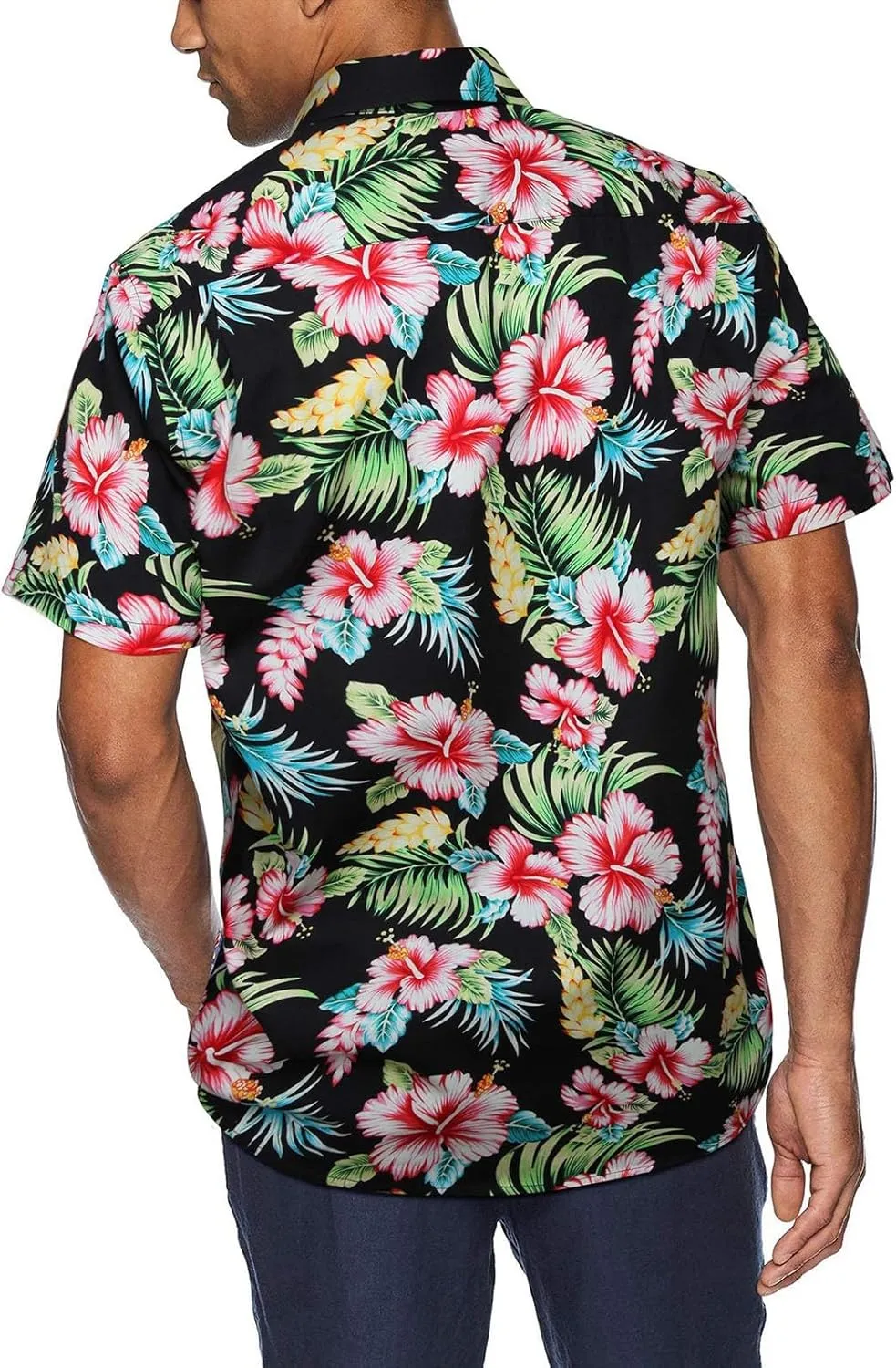 Hawaiian Shirt for Men Short Sleeve Button Down Linen Shirts Lightweight Loose Vacation Clothes Aloha
