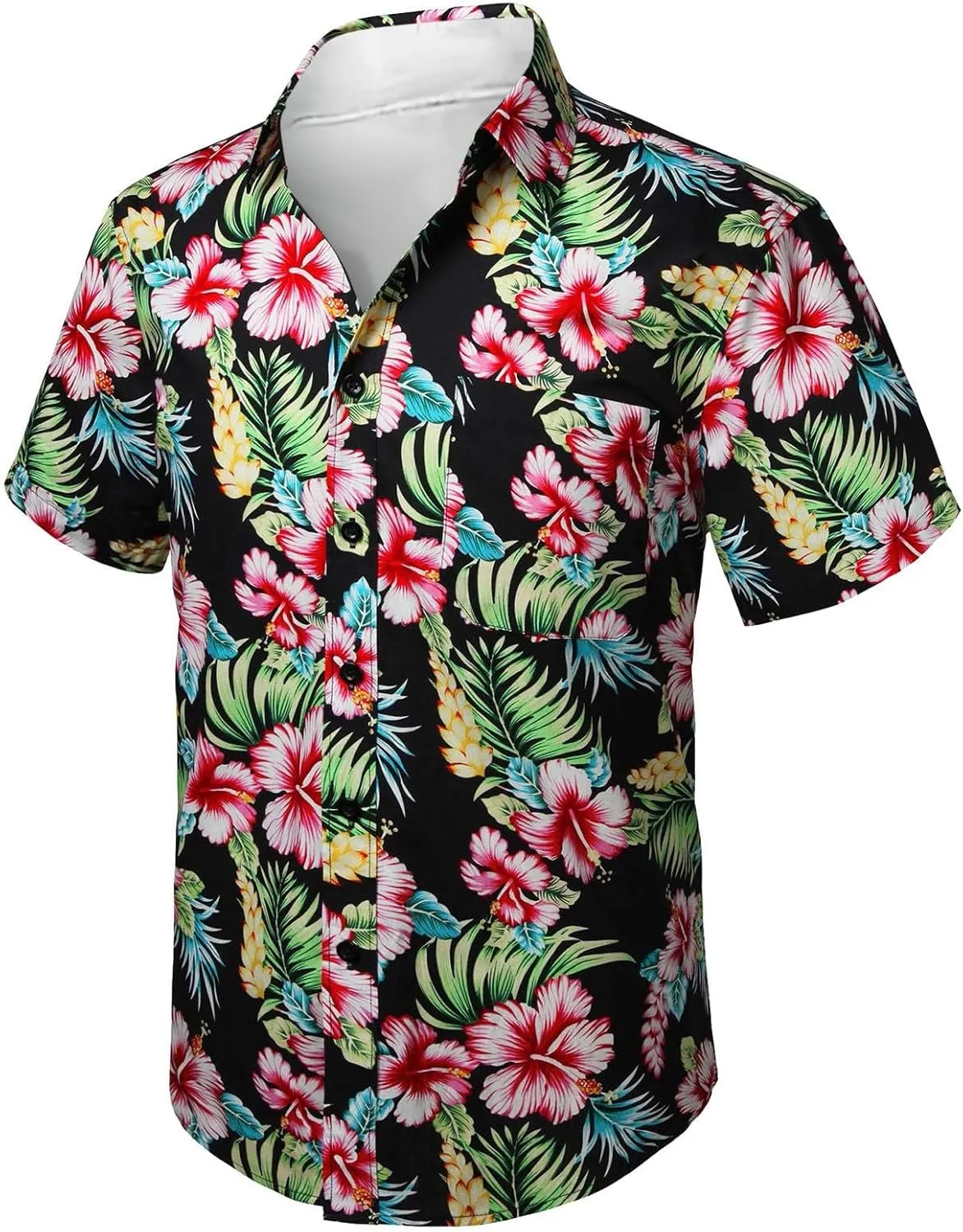 Hawaiian Shirt for Men Short Sleeve Button Down Linen Shirts Lightweight Loose Vacation Clothes Aloha