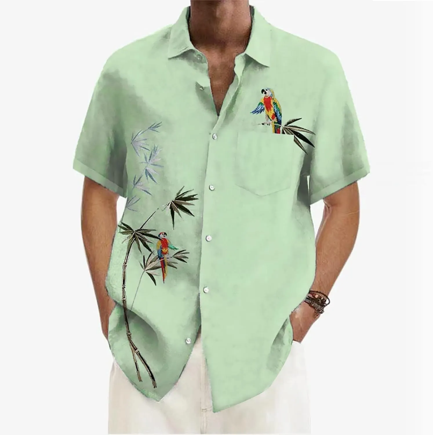 Hawaiian Shirts for Men Button Down Vintage Casual Short Sleeve Fashion Breathable Tropical Beach Tops