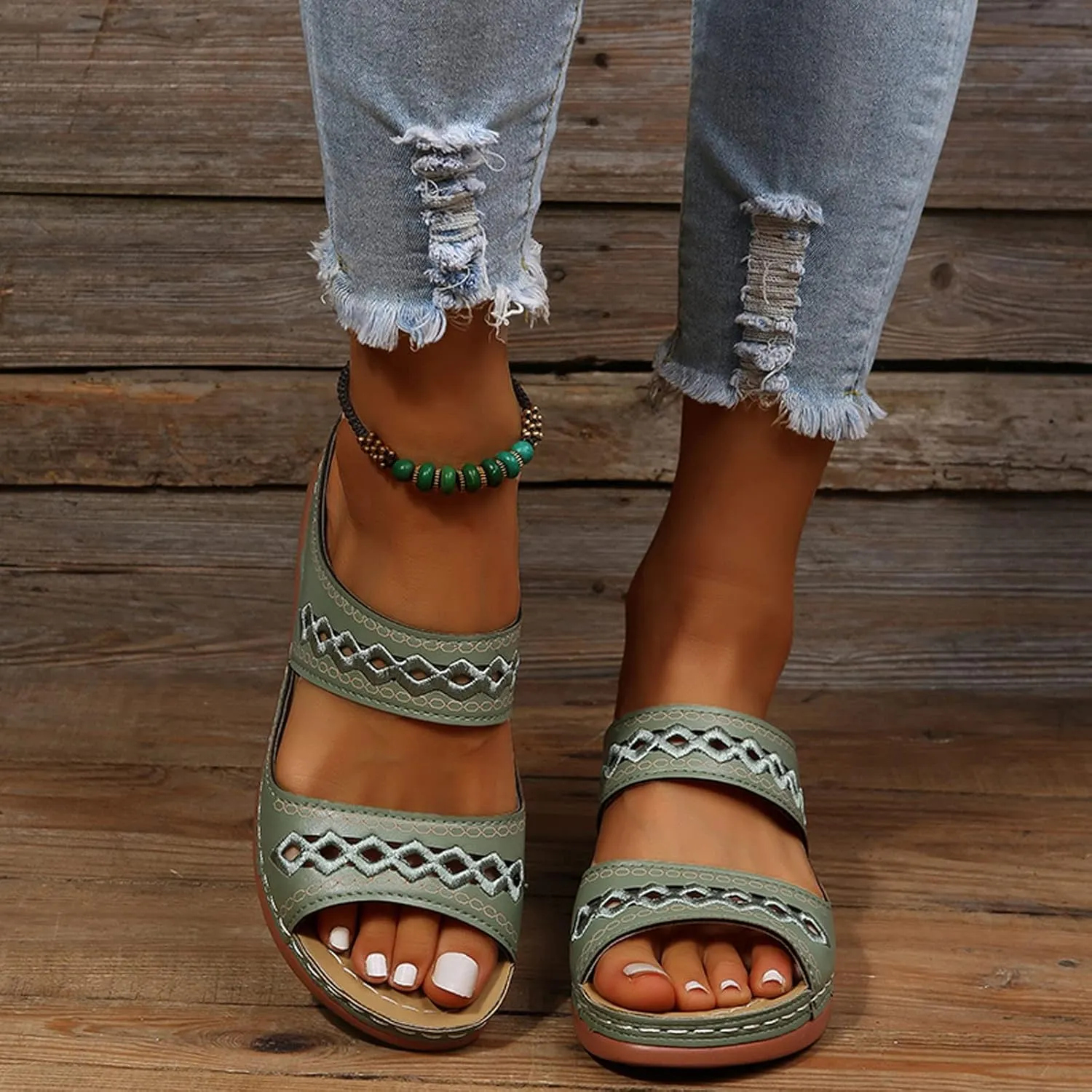 High Arch Support Slippers Women Orthopedic Summer Sandals for Women 2024 Beach Sandals for Women Arch Support Leather Sandals Women Walking Shoes Women Heel Support Raffia Sandals Women