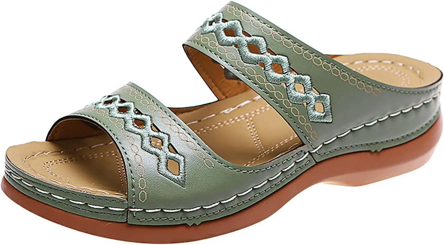 High Arch Support Slippers Women Orthopedic Summer Sandals for Women 2024 Beach Sandals for Women Arch Support Leather Sandals Women Walking Shoes Women Heel Support Raffia Sandals Women