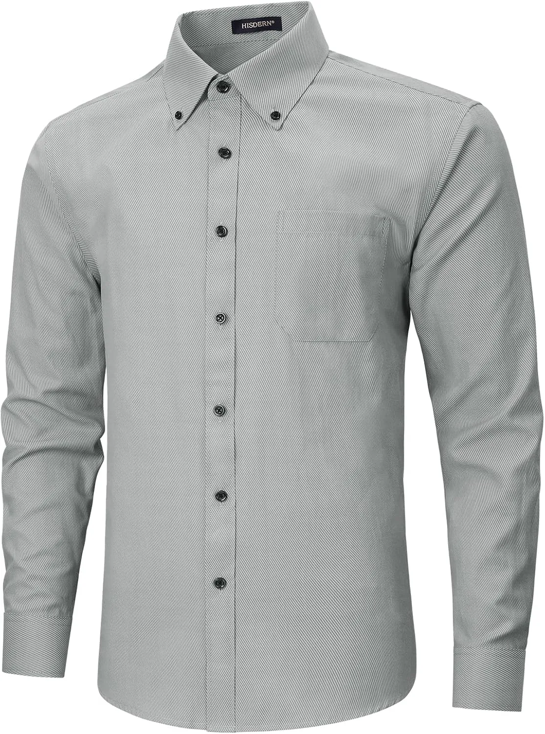 HISDERN Mens Stripe Dress Shirts Long Sleeve Button Down Shirt Formal Wrinkle Free Dress Shirts Business Cotton Shirt
