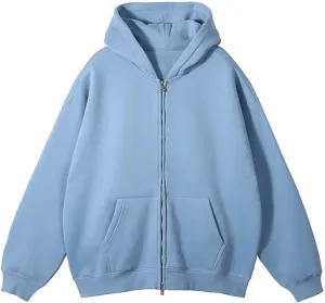 hlysgo Oversized Hoodies for Men & Women Fall Fashion Jackets Casual Y2k Sweatshirts Zip Up Hoodie Coat with Pockets
