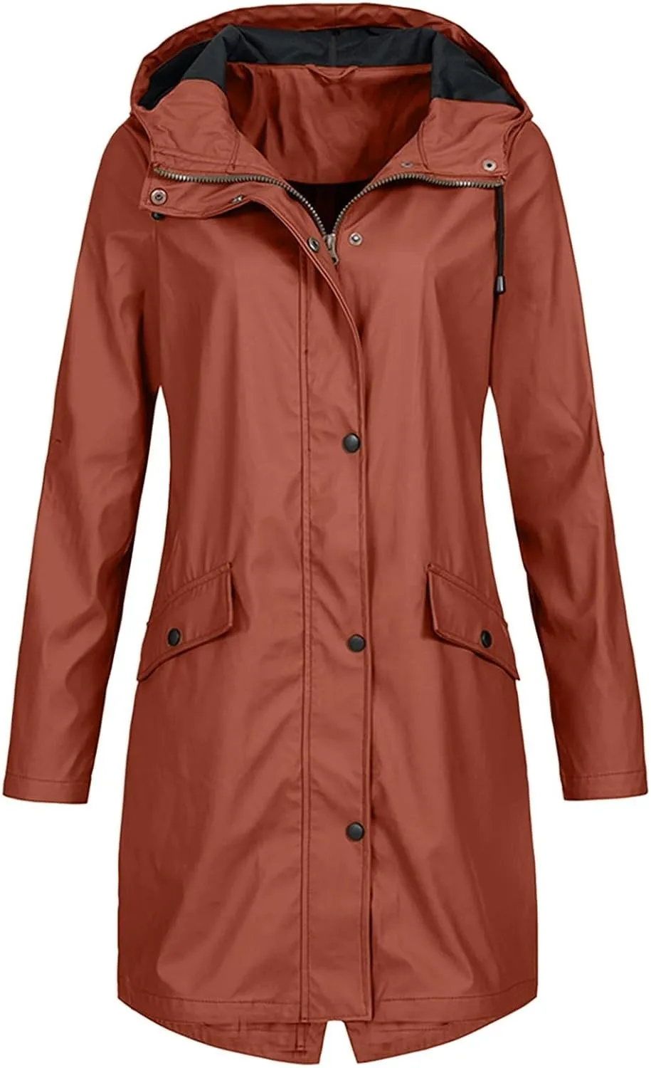 Hoodie Rain Long Solid Coat Jacket Women's Outdoor Color Windproof Women's Coat Womens Fall Coats And