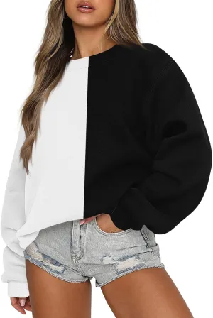 HTHLVMD Womens Sweatshirts Long Sleeve Crewneck Casual Striped Pullover Sweatshirts 2024 Outfits Fall Clothes for Women