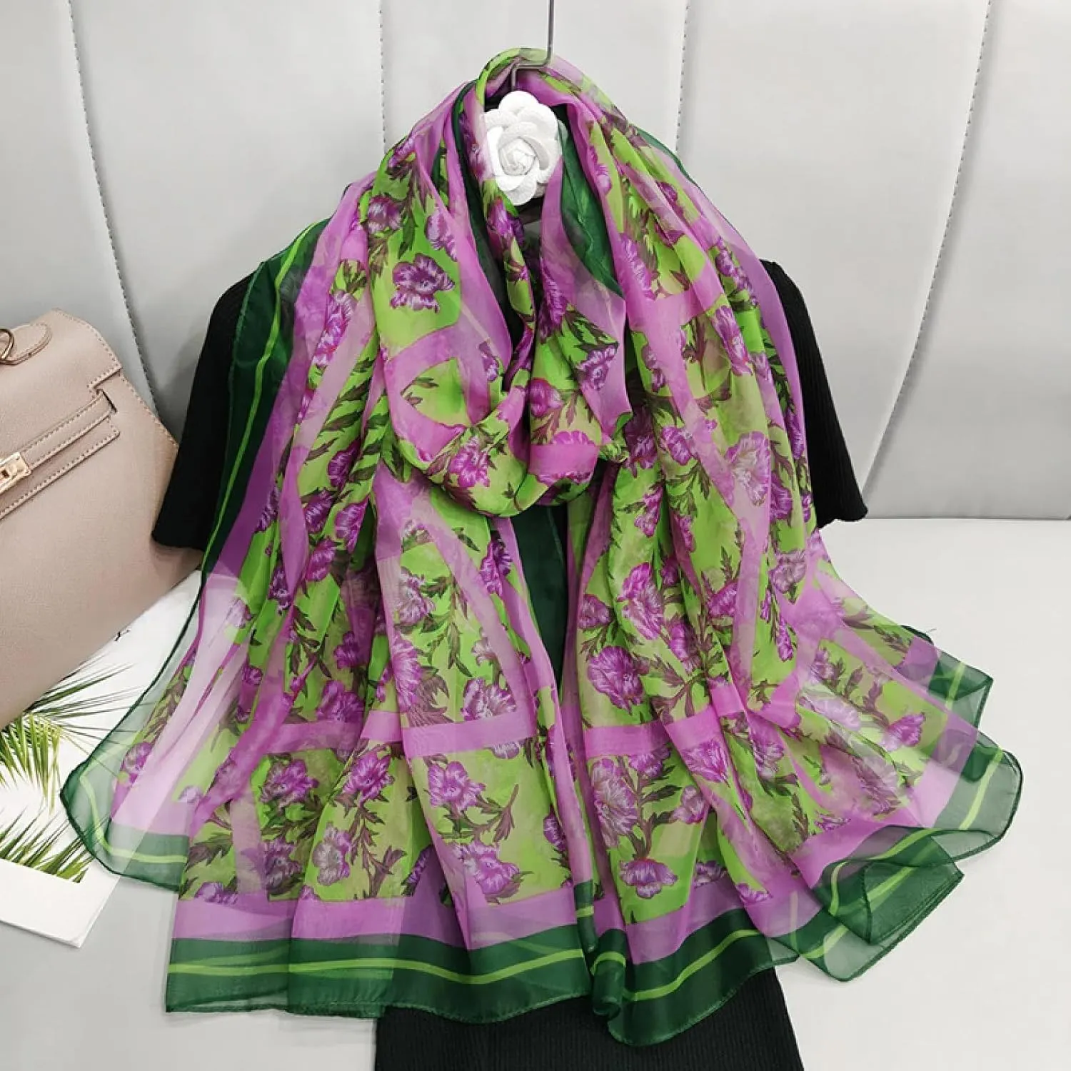 Imitation Silk Scarf Women's Thin Scarf Gauze Scarf Long Beach Towel Sunscreen Shawl