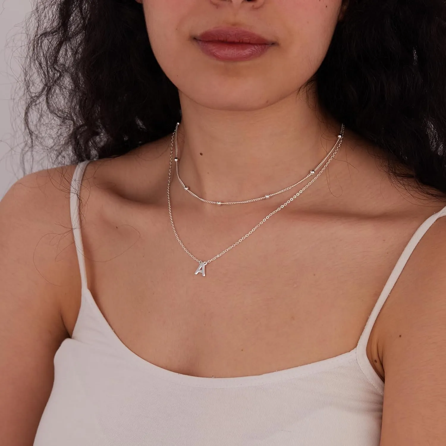 Initial Necklaces for Women 14K Gold Silver Plated Letter Jewelry Non Tarnish Layered Dainty Cute A-Z Pendant Choker Necklace Waterproof Trendy Name Necklace Personalized Jewelry Gift for Women