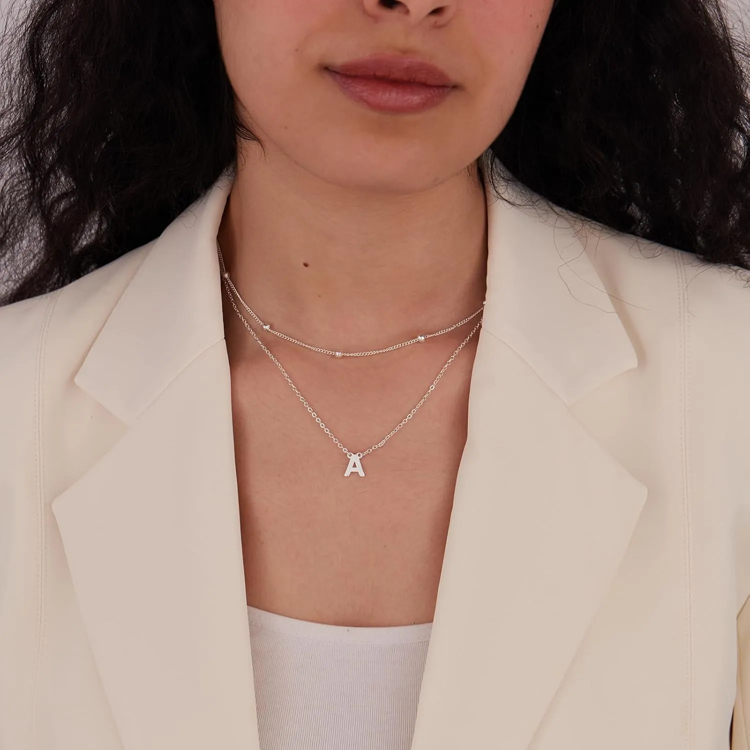 Initial Necklaces for Women 14K Gold Silver Plated Letter Jewelry Non Tarnish Layered Dainty Cute A-Z Pendant Choker Necklace Waterproof Trendy Name Necklace Personalized Jewelry Gift for Women