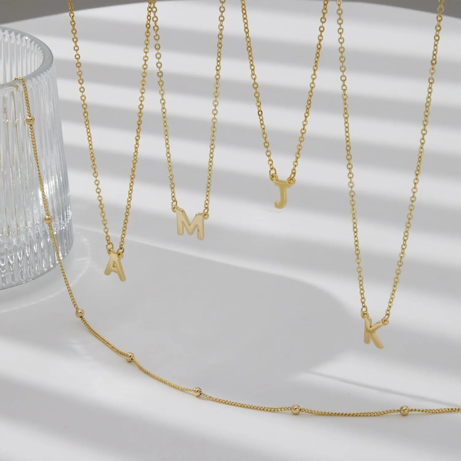 Initial Necklaces for Women 14K Gold Silver Plated Letter Jewelry Non Tarnish Layered Dainty Cute A-Z Pendant Choker Necklace Waterproof Trendy Name Necklace Personalized Jewelry Gift for Women