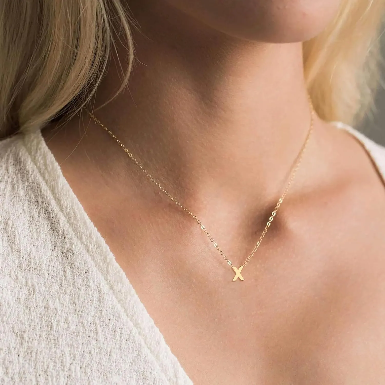 Initial Necklaces for Women 14K Gold Silver Plated Letter Jewelry Non Tarnish Layered Dainty Cute A-Z Pendant Choker Necklace Waterproof Trendy Name Necklace Personalized Jewelry Gift for Women