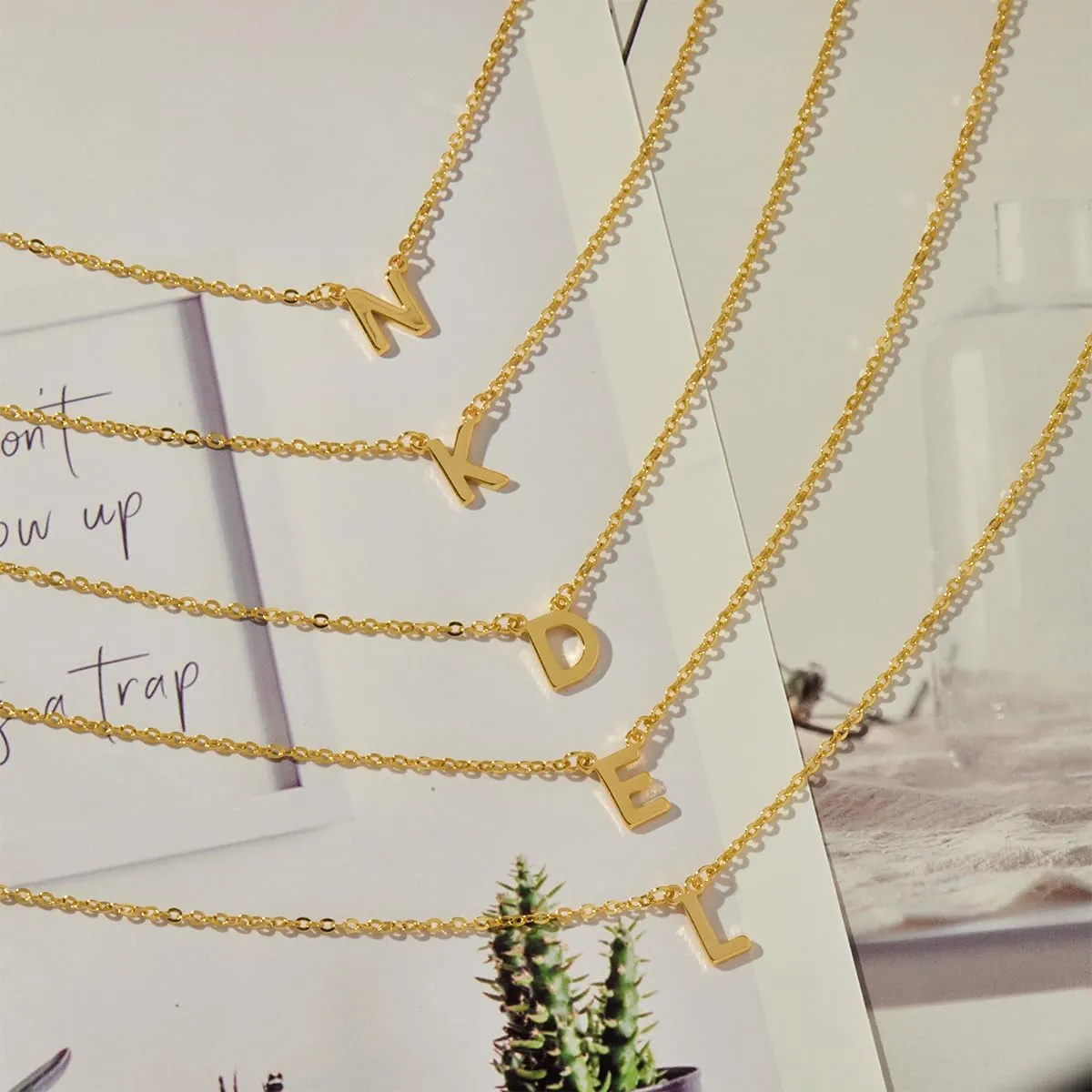 Initial Necklaces for Women 14K Gold Silver Plated Letter Jewelry Non Tarnish Layered Dainty Cute A-Z Pendant Choker Necklace Waterproof Trendy Name Necklace Personalized Jewelry Gift for Women