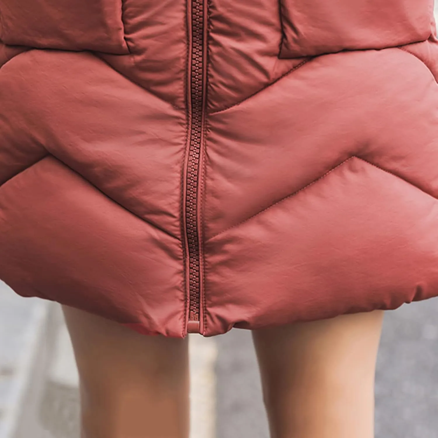 iQKA Women Puffer Down Vest Winter Warm Coat Sleeveless Zipper Quilted Jacket Mid Long Hooded Outwear with Pocket