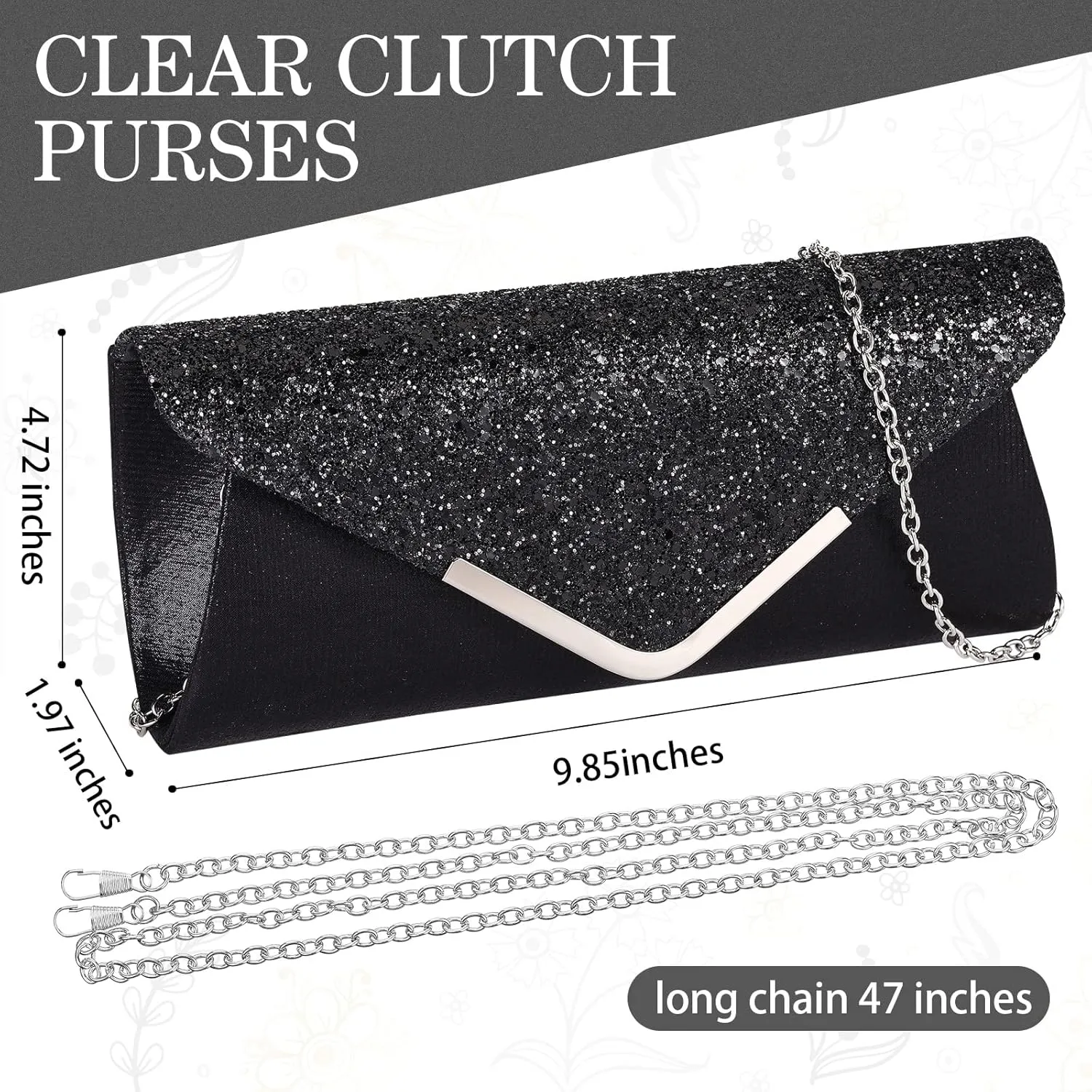 Jadive 4 Pcs Clutch Purses Bag for Women Evening Rhinestone Jewelry Set Bling Necklace Earrings Bracelet for Prom