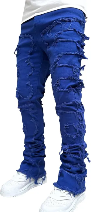 Jeans for Men Big and Tall Vintage Stacked Jeans Loose Denim Pants with Pockets Hip Hop Dance Pants Streetwear