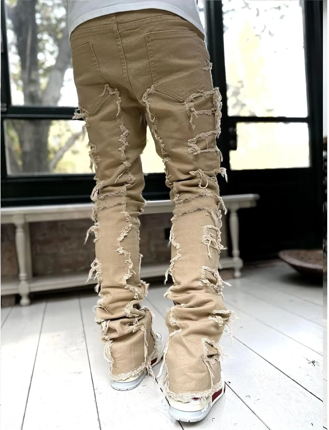 Jeans for Men Big and Tall Vintage Stacked Jeans Loose Denim Pants with Pockets Hip Hop Dance Pants Streetwear