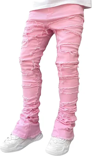 Jeans for Men Big and Tall Vintage Stacked Jeans Loose Denim Pants with Pockets Hip Hop Dance Pants Streetwear