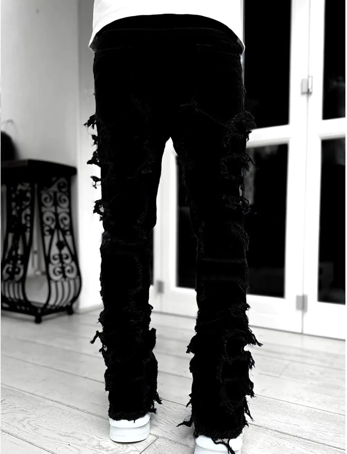 Jeans for Men Big and Tall Vintage Stacked Jeans Loose Denim Pants with Pockets Hip Hop Dance Pants Streetwear