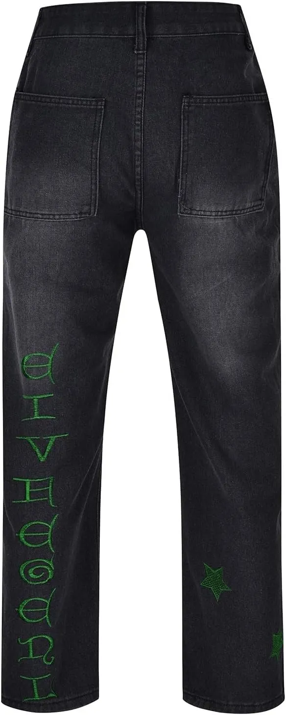 Jeans for Men Skinny Stretch Loose Fit Straight Leg Jeans Hip Hop Comfortable Flexible Denim Pants Hip Hop Streetwear