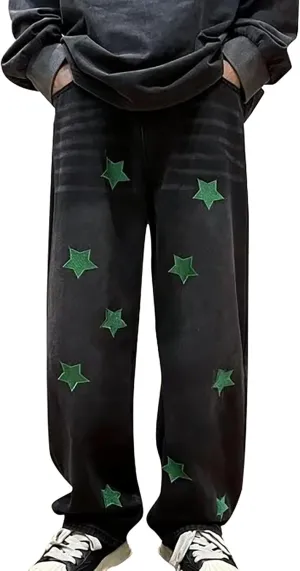 Jeans for Men Skinny Stretch Loose Fit Straight Leg Jeans Hip Hop Comfortable Flexible Denim Pants Hip Hop Streetwear