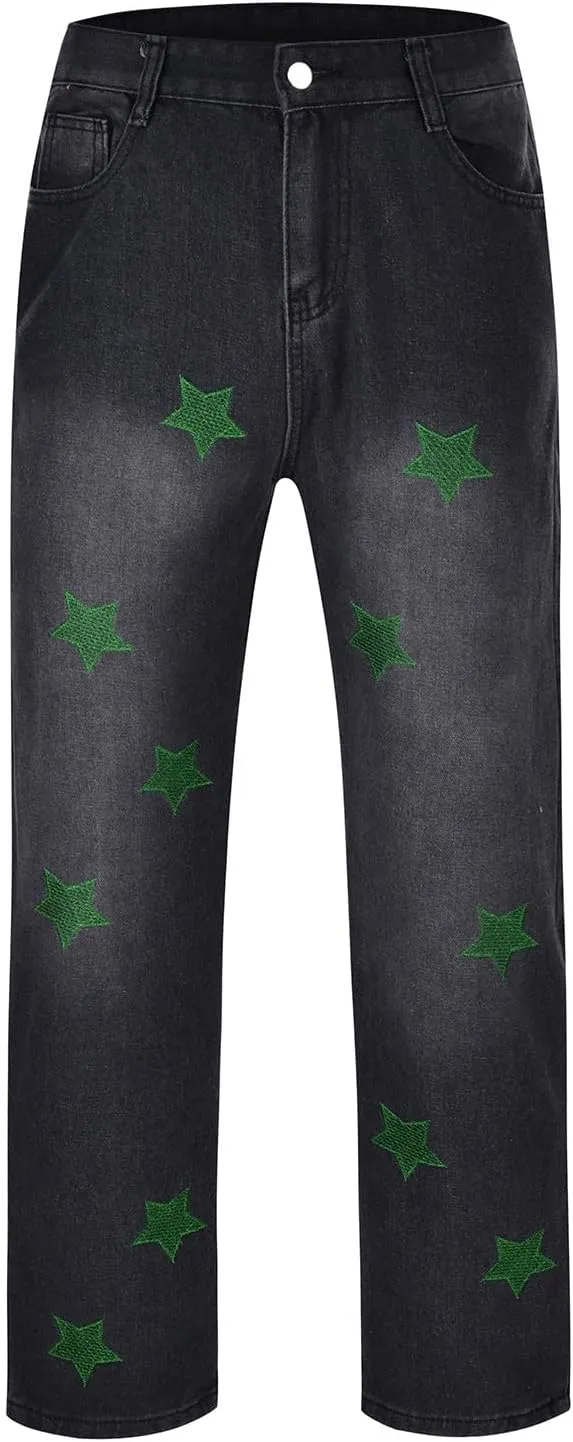 Jeans for Men Skinny Stretch Loose Fit Straight Leg Jeans Hip Hop Comfortable Flexible Denim Pants Hip Hop Streetwear