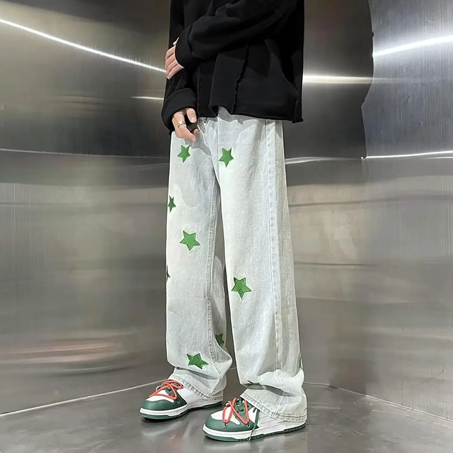 Jeans for Men Skinny Stretch Loose Fit Straight Leg Jeans Hip Hop Comfortable Flexible Denim Pants Hip Hop Streetwear
