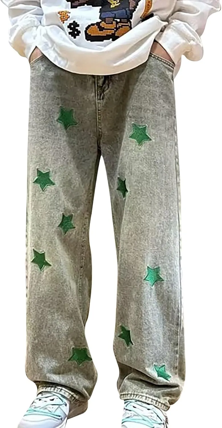 Jeans for Men Skinny Stretch Loose Fit Straight Leg Jeans Hip Hop Comfortable Flexible Denim Pants Hip Hop Streetwear