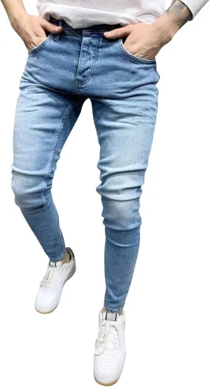 Jeans for Men Stretch Fit High Waisted Jeans Harem Joggers Pants Fashion Trousers Classic 5 Pocket Streetwear
