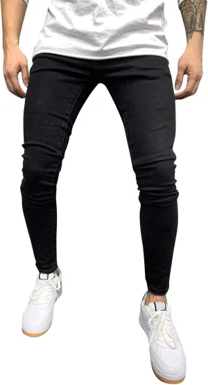 Jeans for Men Stretch Fit High Waisted Jeans Harem Joggers Pants Fashion Trousers Classic 5 Pocket Streetwear