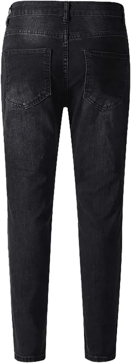Jeans for Men Stretch Fit High Waisted Jeans Harem Joggers Pants Fashion Trousers Classic 5 Pocket Streetwear