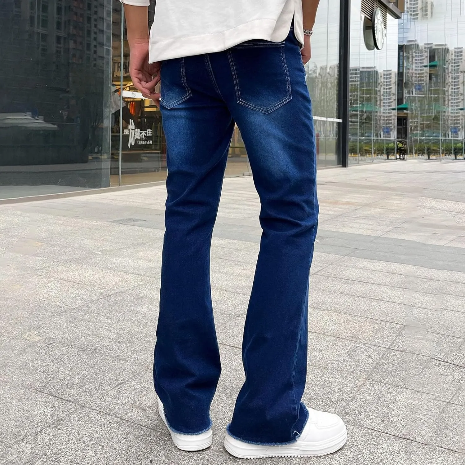 Jeans for Men Stretch Fit Loose Fit Straight Leg Jeans Comfortable Flexible Denim Pants Skinny Hip Hop Streetwear