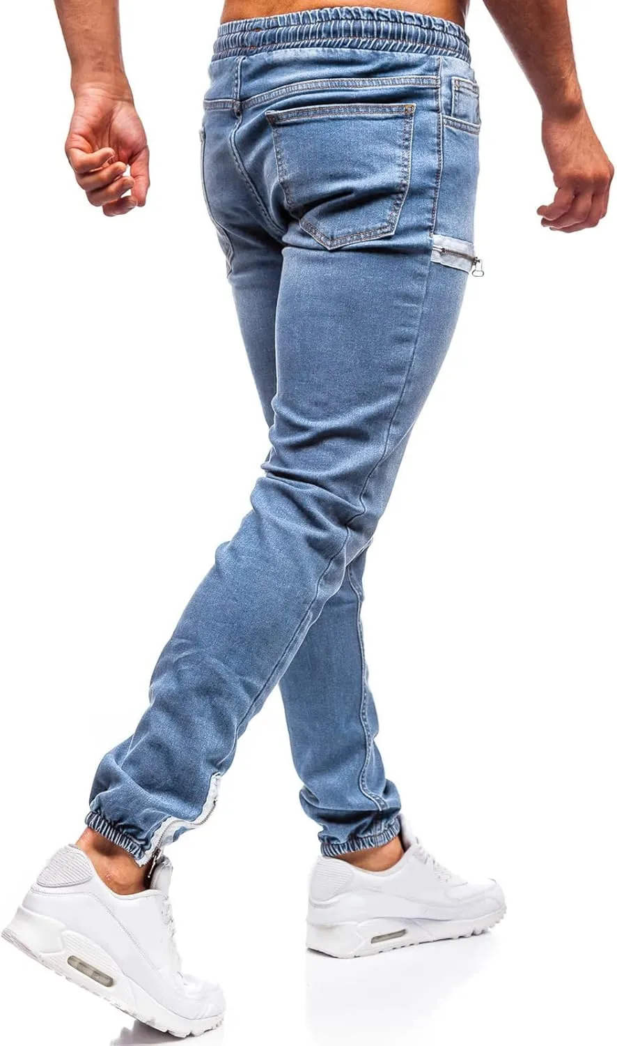 Jeans for Men Stretch Fit Ripped Distressed Jeans Slim Fit Casual Long Denim Pants Tapered Trousers with Pocket