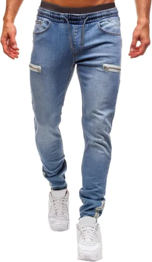 Jeans for Men Stretch Fit Ripped Distressed Jeans Slim Fit Casual Long Denim Pants Tapered Trousers with Pocket