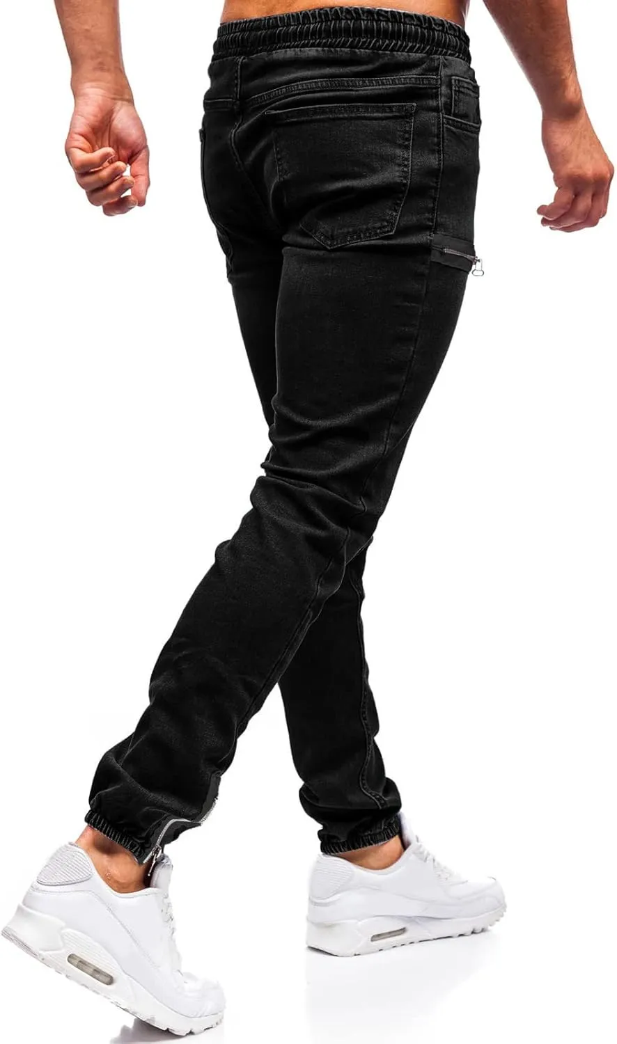 Jeans for Men Stretch Fit Ripped Distressed Jeans Slim Fit Casual Long Denim Pants Tapered Trousers with Pocket