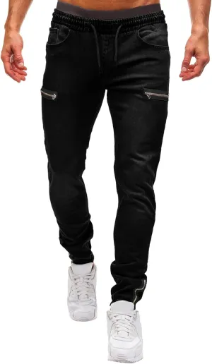Jeans for Men Stretch Fit Ripped Distressed Jeans Slim Fit Casual Long Denim Pants Tapered Trousers with Pocket