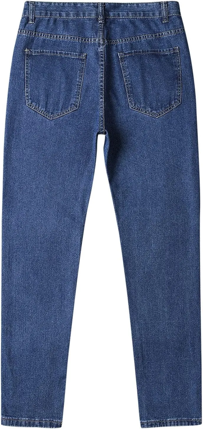 Jeans Pants for Men Slim Fit Classic Vintage Straight Wide Leg Denim Pants Baggy Jeans Trousers Mulit Pockets