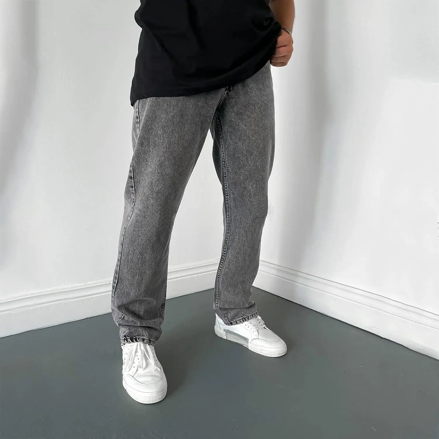 Jeans Pants for Men Slim Fit Classic Vintage Straight Wide Leg Denim Pants Baggy Jeans Trousers Mulit Pockets