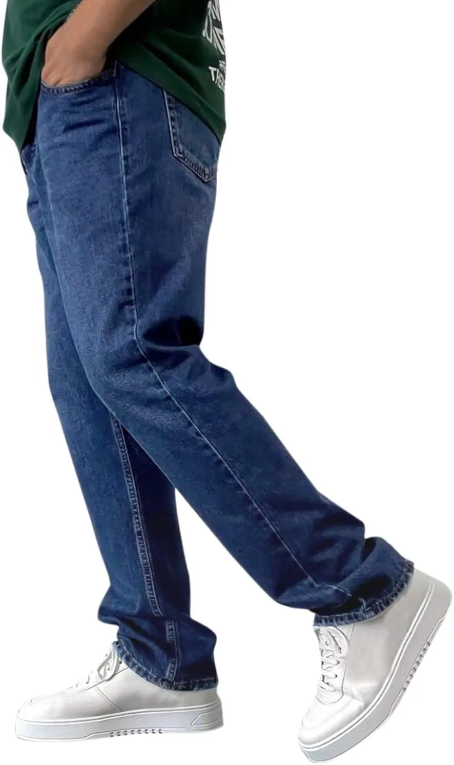 Jeans Pants for Men Slim Fit Classic Vintage Straight Wide Leg Denim Pants Baggy Jeans Trousers Mulit Pockets