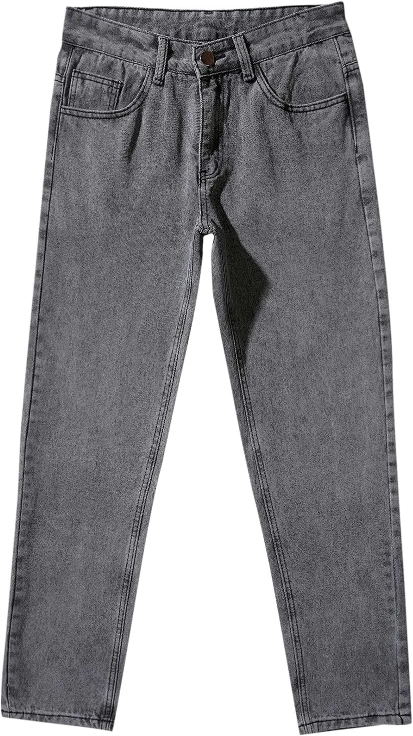 Jeans Pants for Men Slim Fit Classic Vintage Straight Wide Leg Denim Pants Baggy Jeans Trousers Mulit Pockets