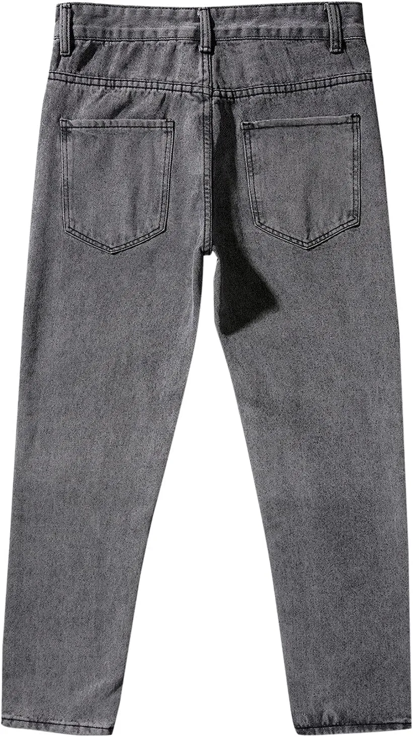 Jeans Pants for Men Slim Fit Classic Vintage Straight Wide Leg Denim Pants Baggy Jeans Trousers Mulit Pockets