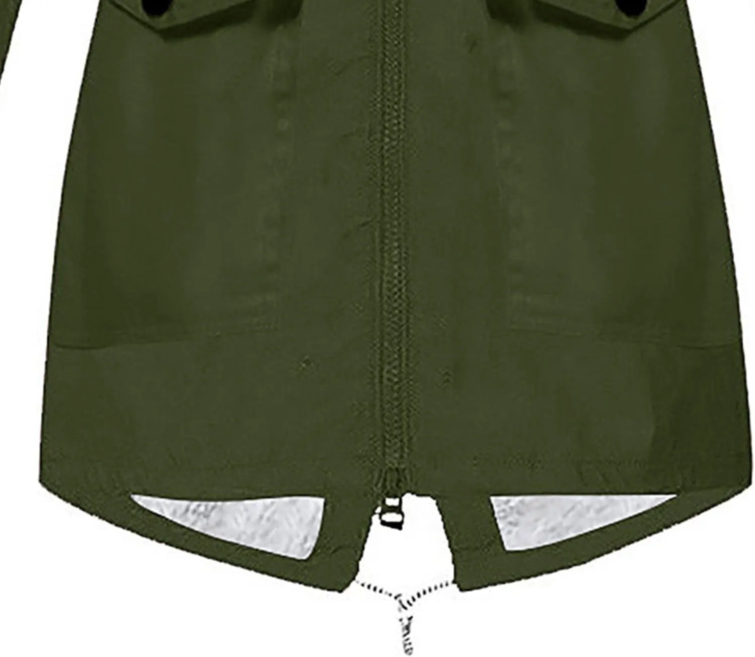 JEsilunmaMY Waterproof Fleece Lined Raincoat for Women Solid Color Outdoor Windbreaker with Hood Outdoor Hiking Trench Coat