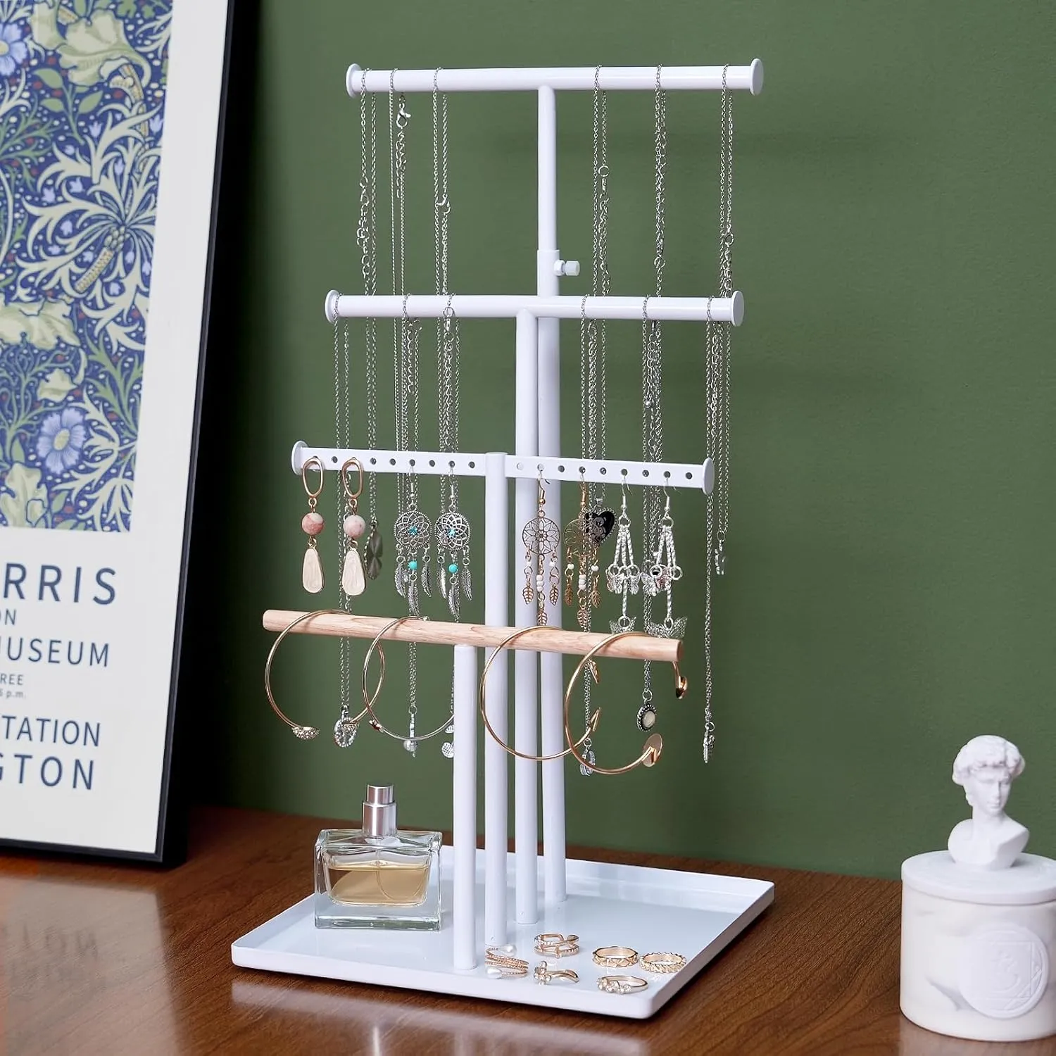 Jewelry Holder Necklace Organizer: Aesthetic Jewelery Display for Bracelet Hanger Stand And Earring Holders White