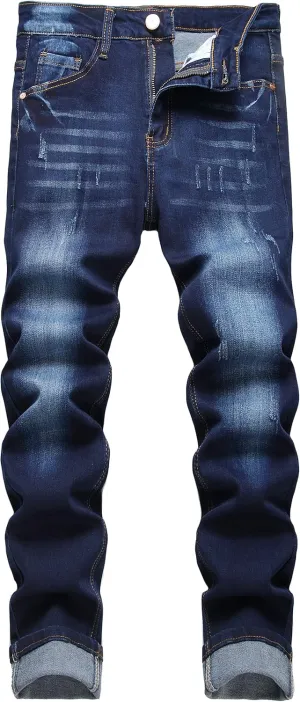JUNBAOSS Men's Slim Fit Jeans Stretch Ripped Skinny Jeans for Men, Fashion Straight Leg Comfort Flex Waist Casual Pants